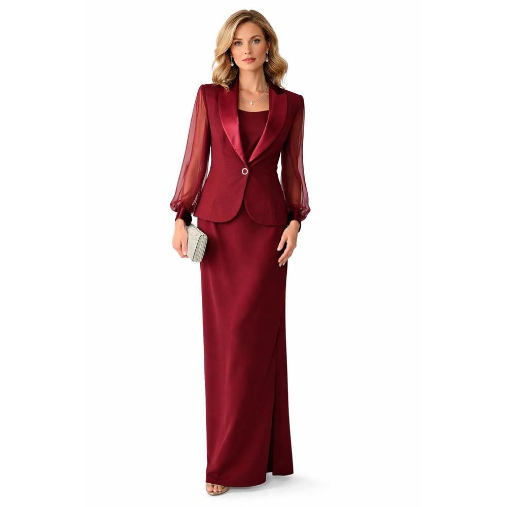 Vintage Made in USA Burgundy Evening Dress & Blazer Set Mother of the Bride - 12